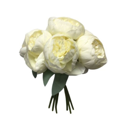 Perfect Peony Bouquet X 7 Cream 10.25" | YSE23