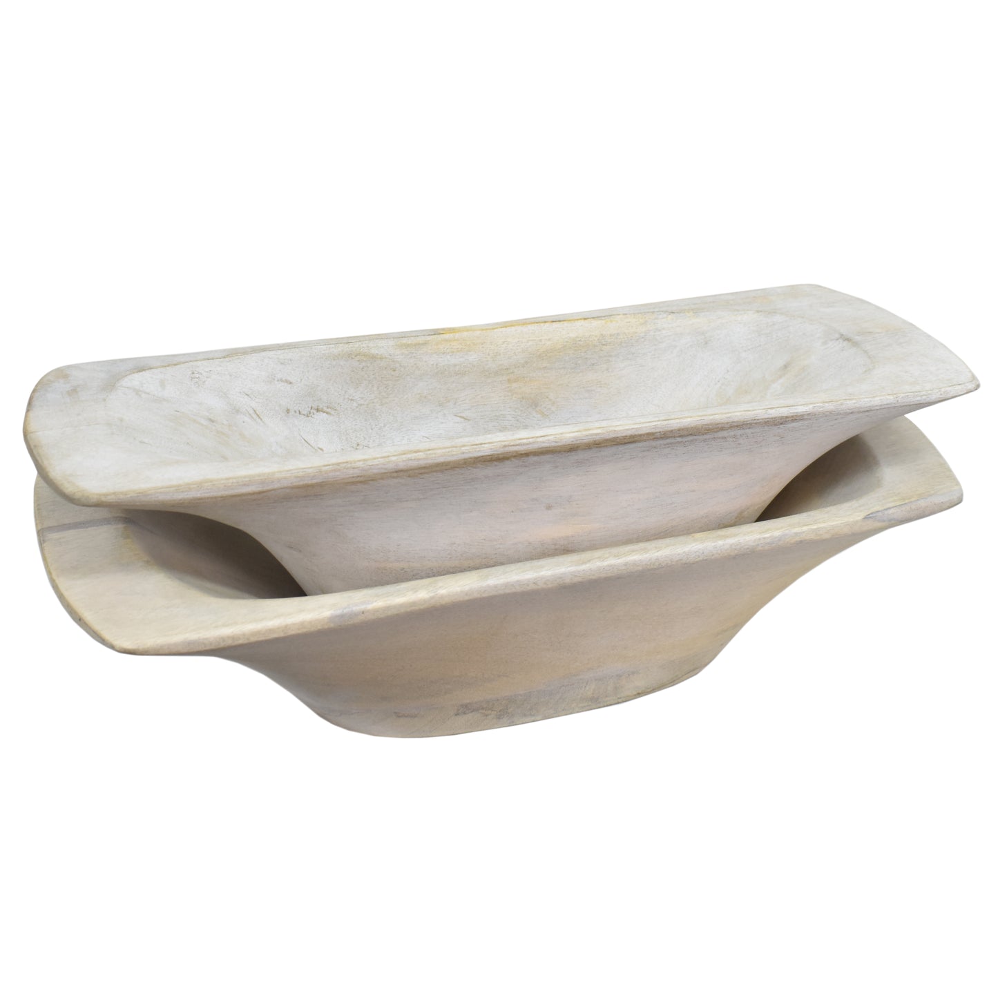 White Washed Mango Wood Dough Bowls (2 Styles, Sold Separately)
