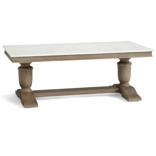 Wood Coffee Table with Cream Marble Top | DCH22 (Pick Up Only)