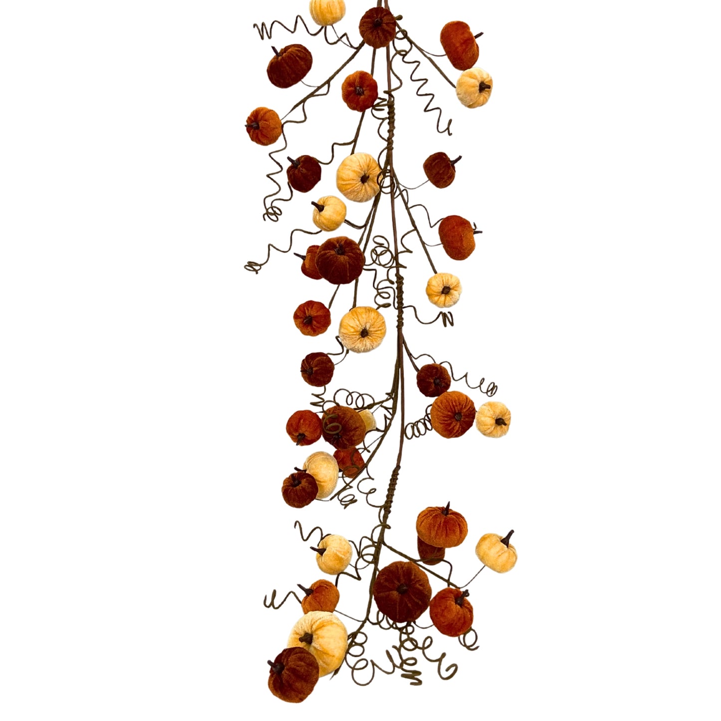 Happy Time Harvests Curly Twig Fabric Pumpkin Garland 48” | KS