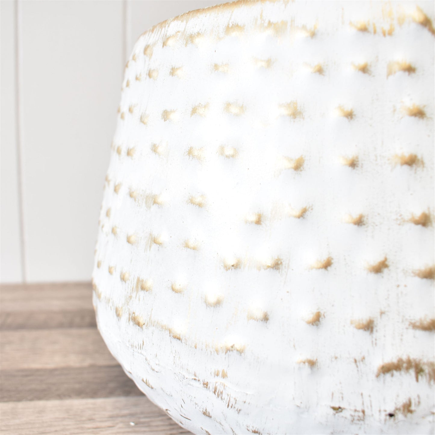 Embossed Dot Metal Planter in White/Gold, Two Sizes, -- Each Sold Separately --