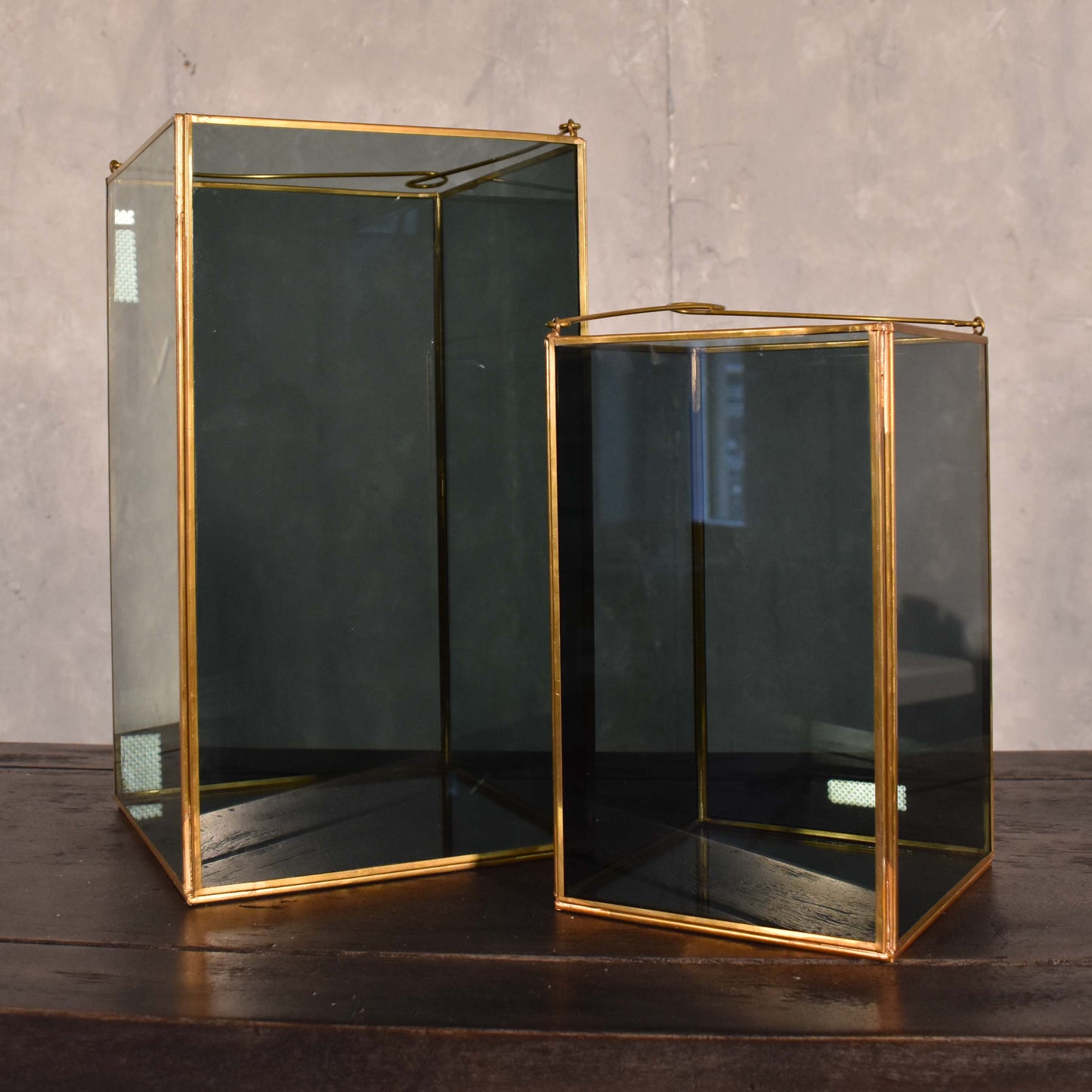 Small Modern Column Lantern with Smoky Glass | DCH