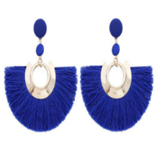 Sasha Tassel Fan Earring in Blue