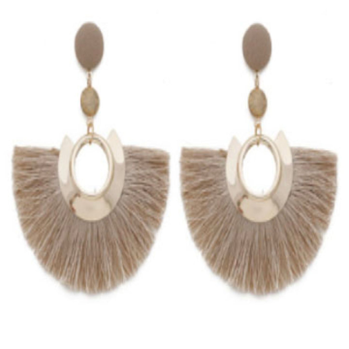 Sasha Tassel Fan Earring in Taupe