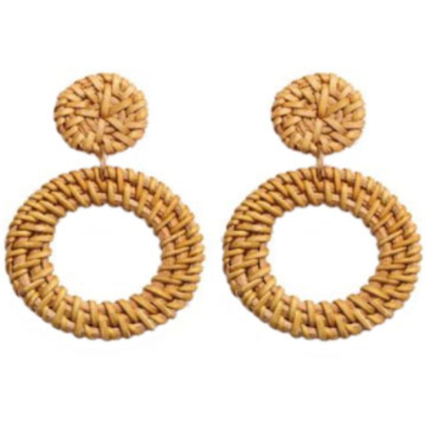 Aiesha Rattan Earrings in Light Brown
