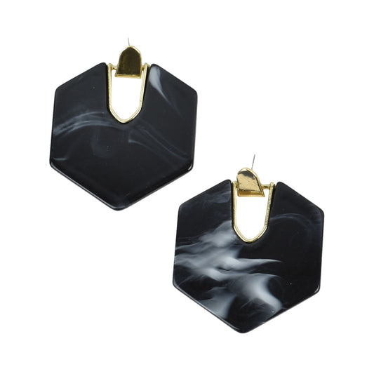 Roxanne Marble Earrings in Black Marble