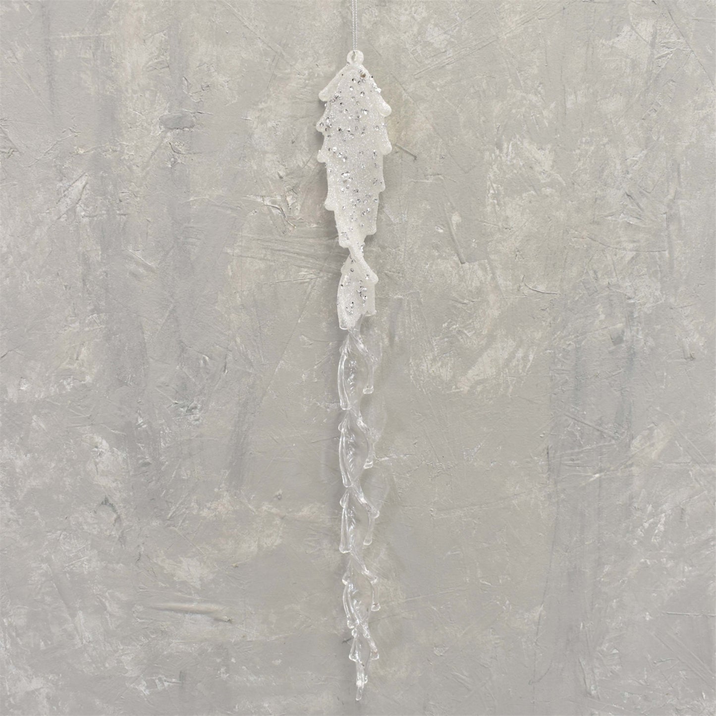 Snow/Sequin Acrylic Spiral Icicle 19" | YKC22