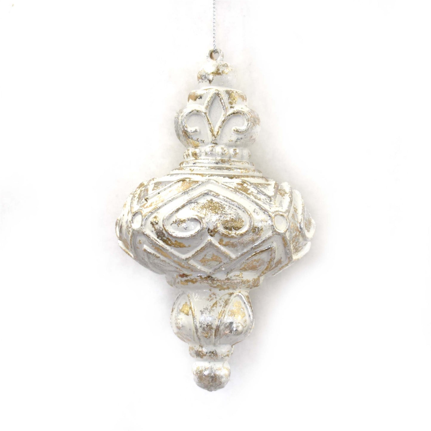 Elegant Antiqued Finial C 5.25" in White/Gold/Platinum | YKC22