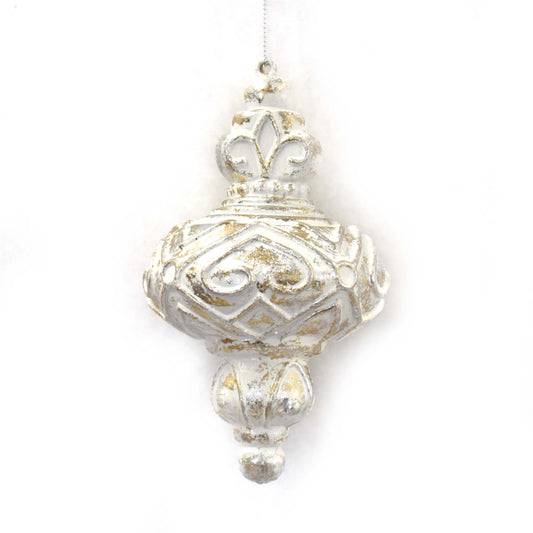 Elegant Antiqued Finial C 5.25" in White/Gold/Platinum | YKC22