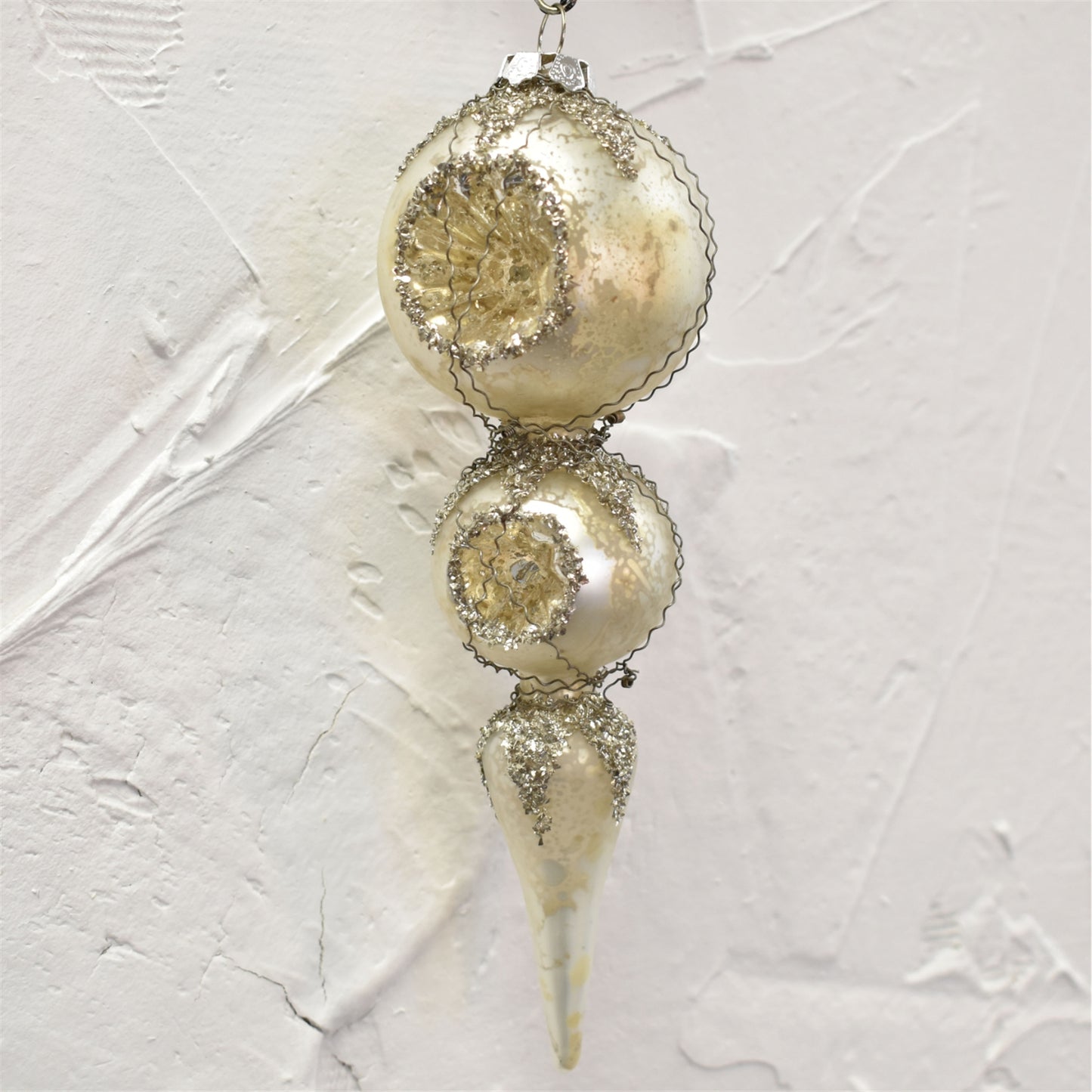 Mercury Glass Finial Ornament 7" in Antique Silver | LCC22