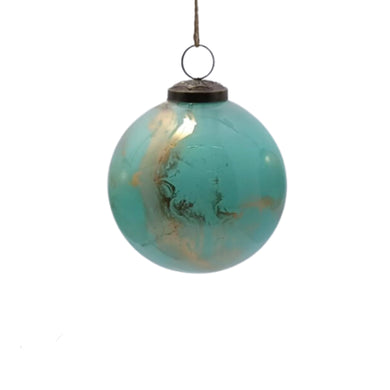 Shiny Glass Metallic Gold with Aqua Watercolor Ball-3''