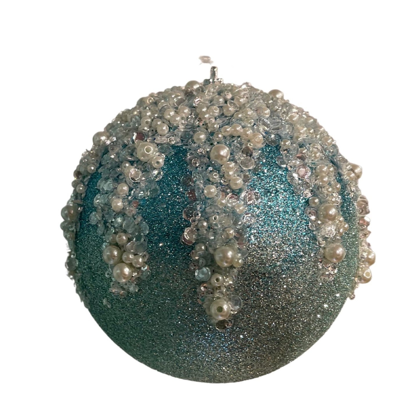 5.75” It's Raining Pearls Aqua Ball Ornament | KS