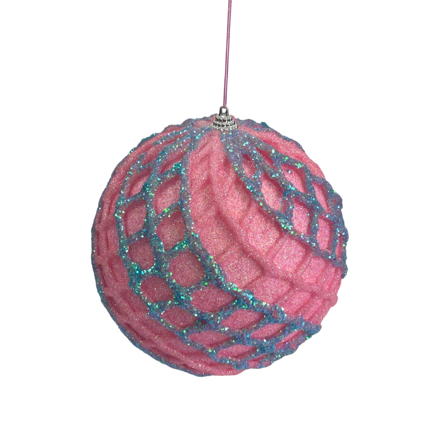 Diamond Mesh Ball Ornament 6" - Pink/Blue | KS