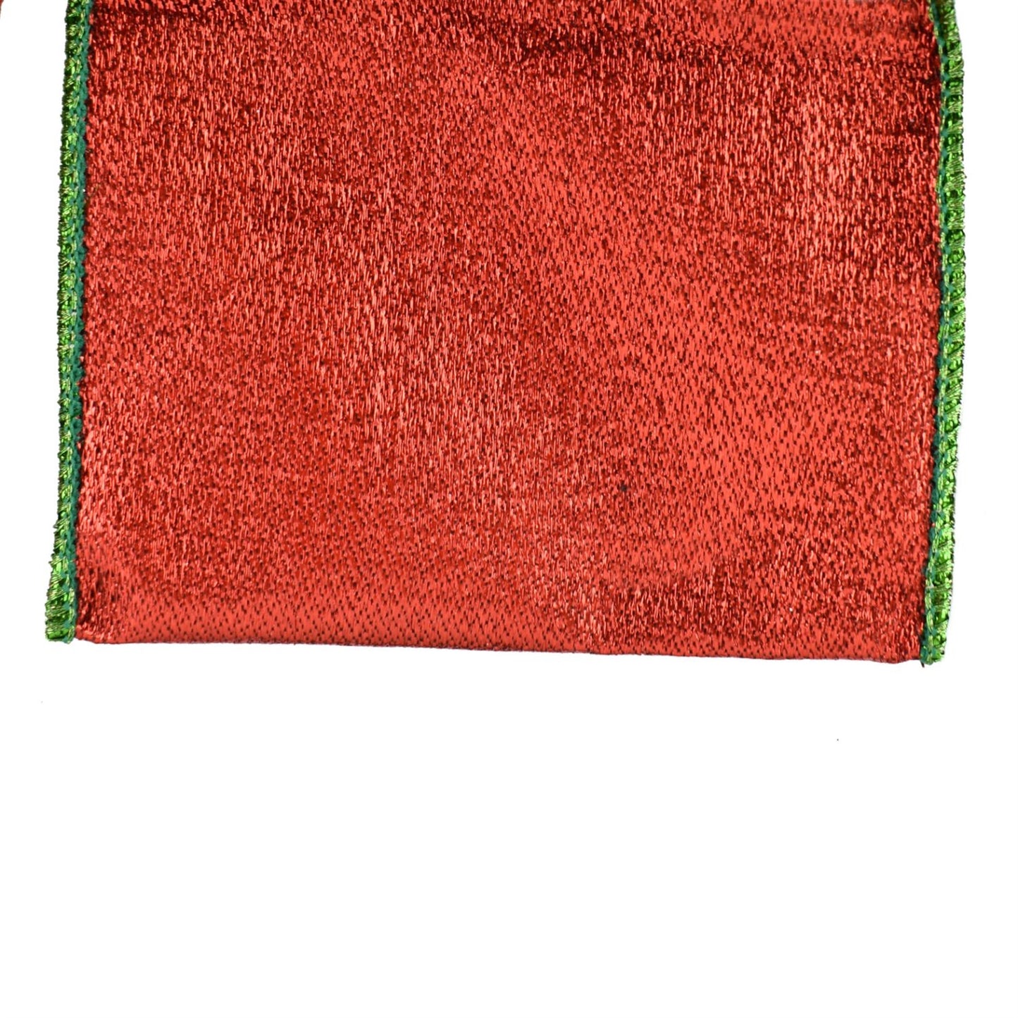 Red Metallic Ribbon with Emerald Metallic Edge and Backing 4" x 10yd