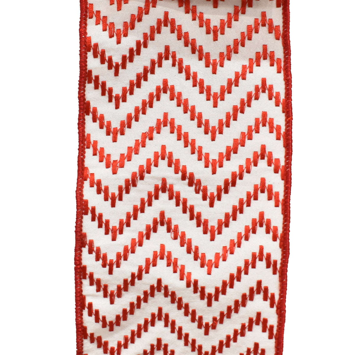 David Christopher's White Ribbon w/ Embroidered Red Chevron Design 4