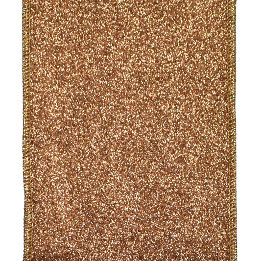 Shimmering Glittered Ribbon 4" x 10YD in Brown | IR