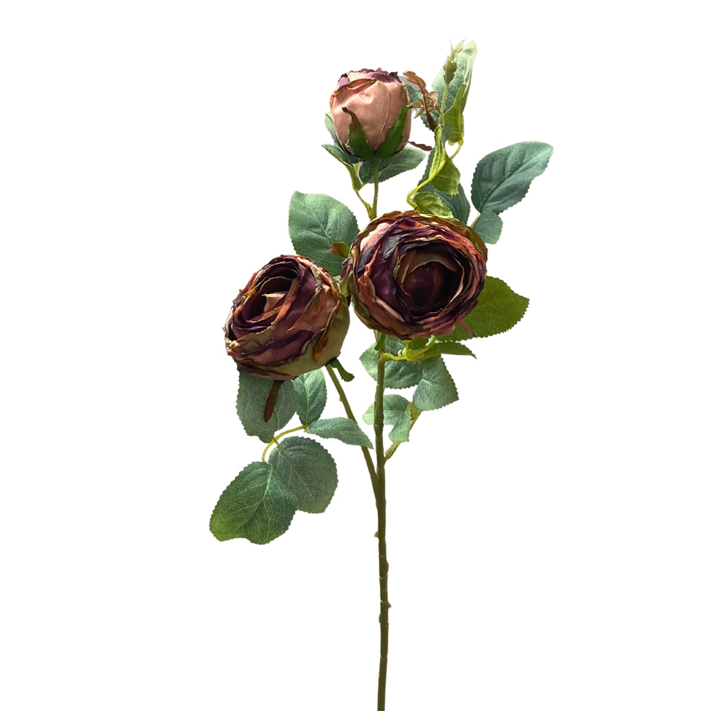 Vintage Garden Rose Spray x 3 25” - Purple/Green | YS