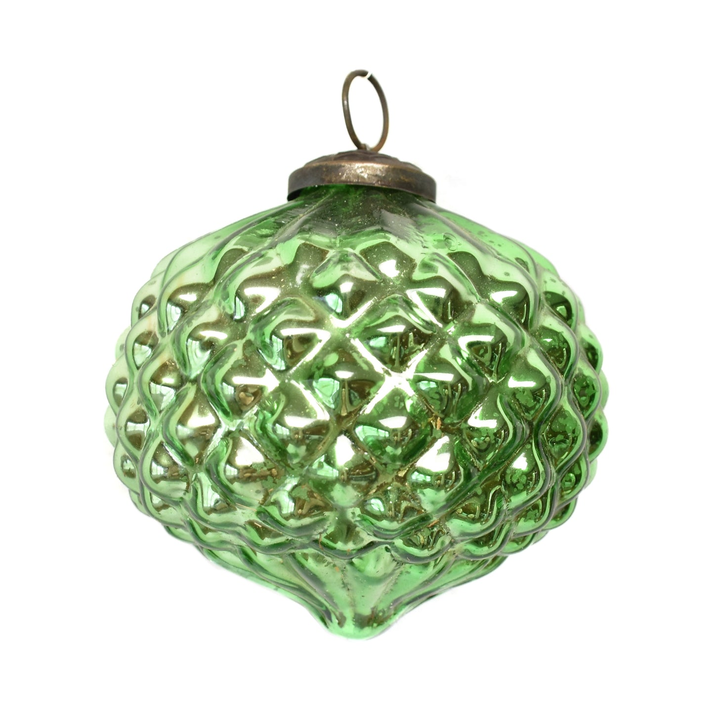 Glass Diamond Finial Ornament 4" in Lt. Green | DCH