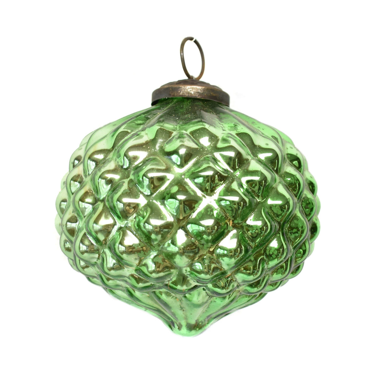 David Christopher's Glass Diamond Finial Ornament 4" in Lt. Green