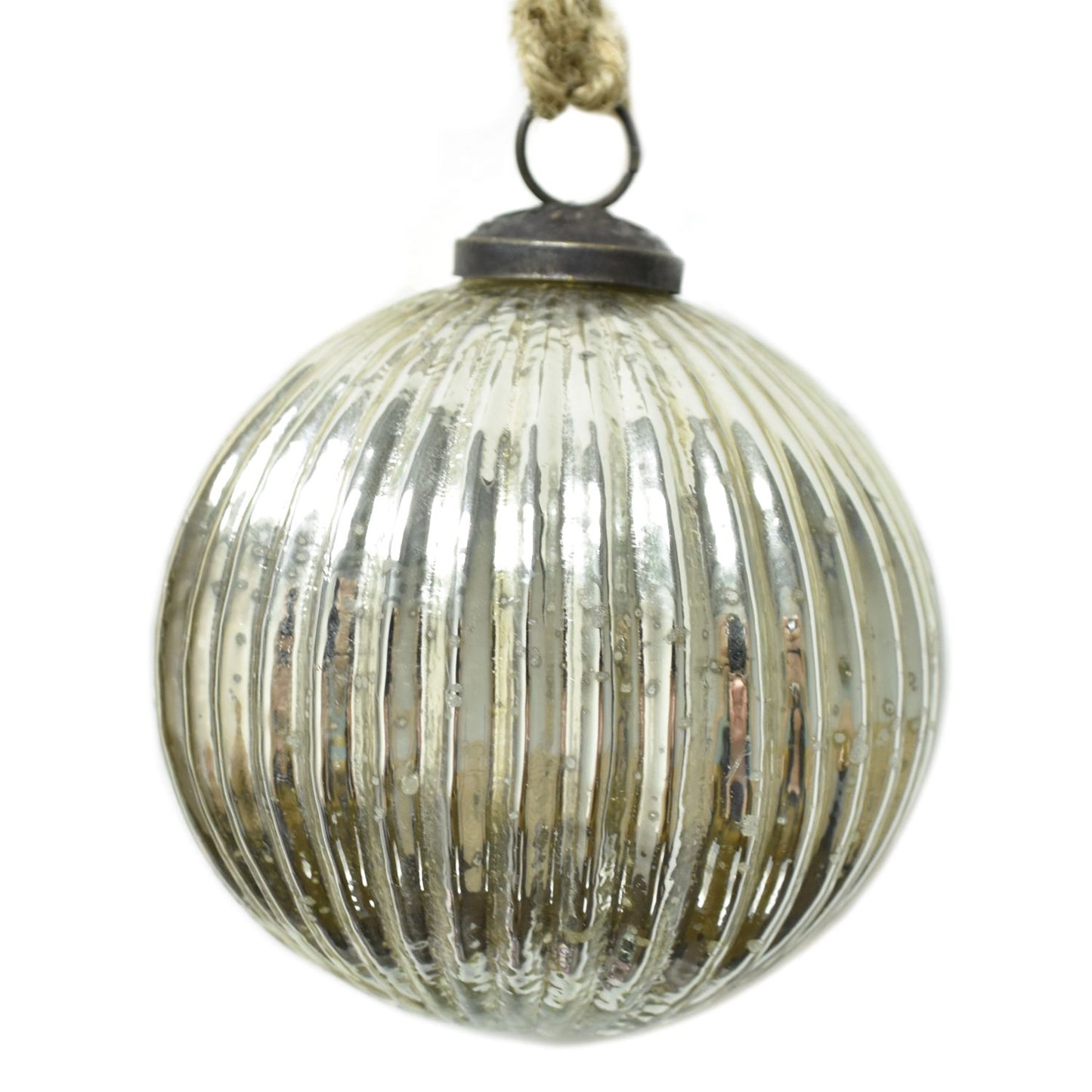 Hammered Glass Ornament 4" in Silver | DCH