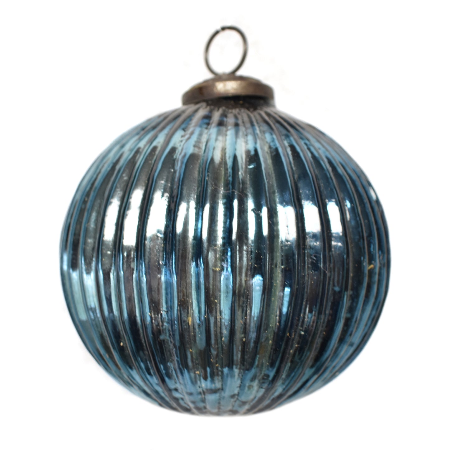 Hammered Glass Ornament 4" in Blue | DCH