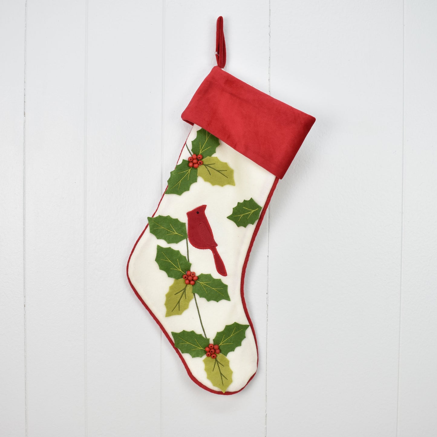 Cardinal and Mistletoe Stocking