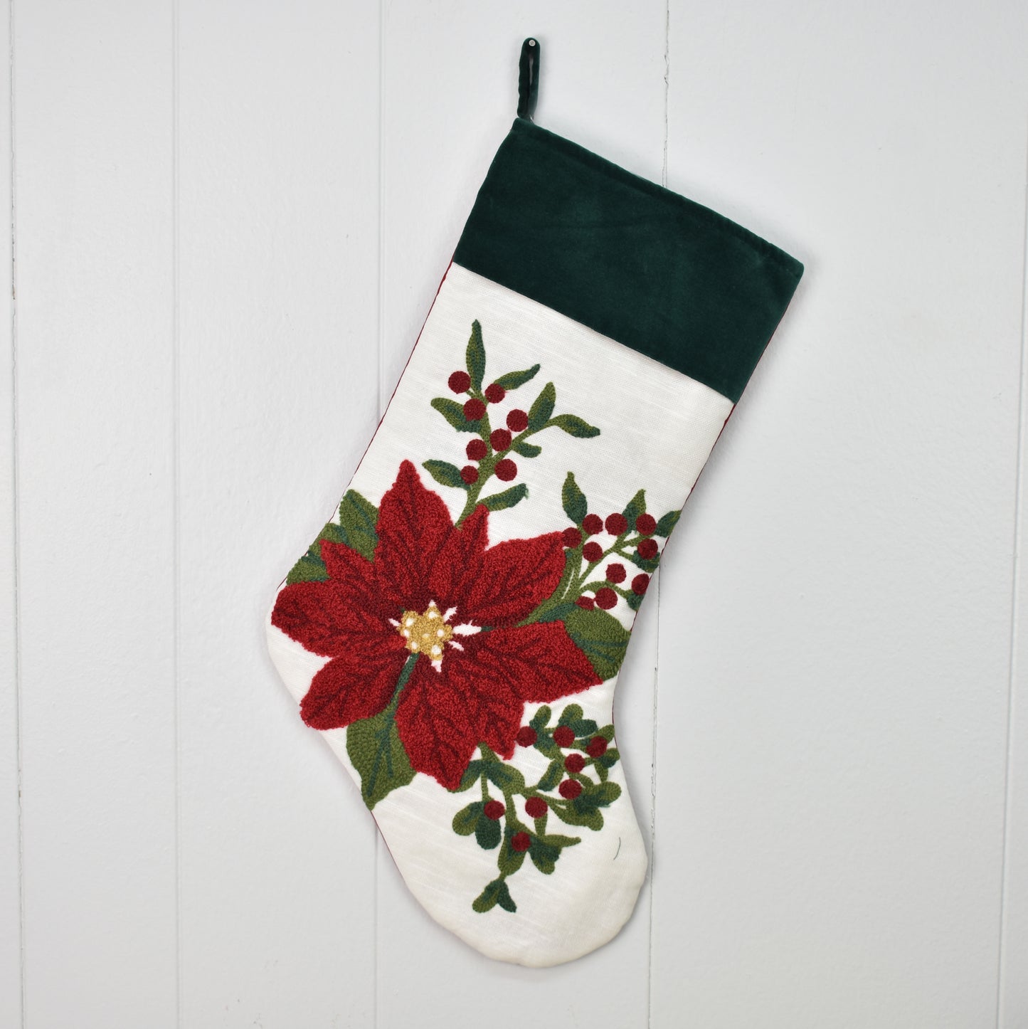 Poinsettia and Holly Stocking