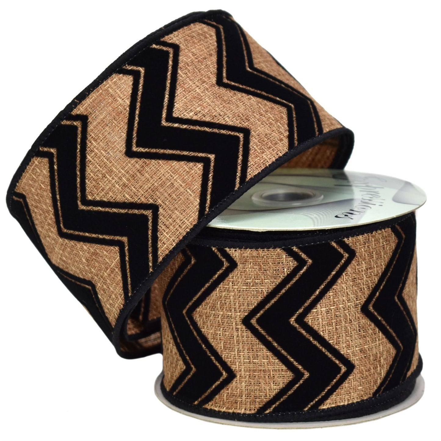 2.5 x 10Y Black and Tan Chevron Ribbon