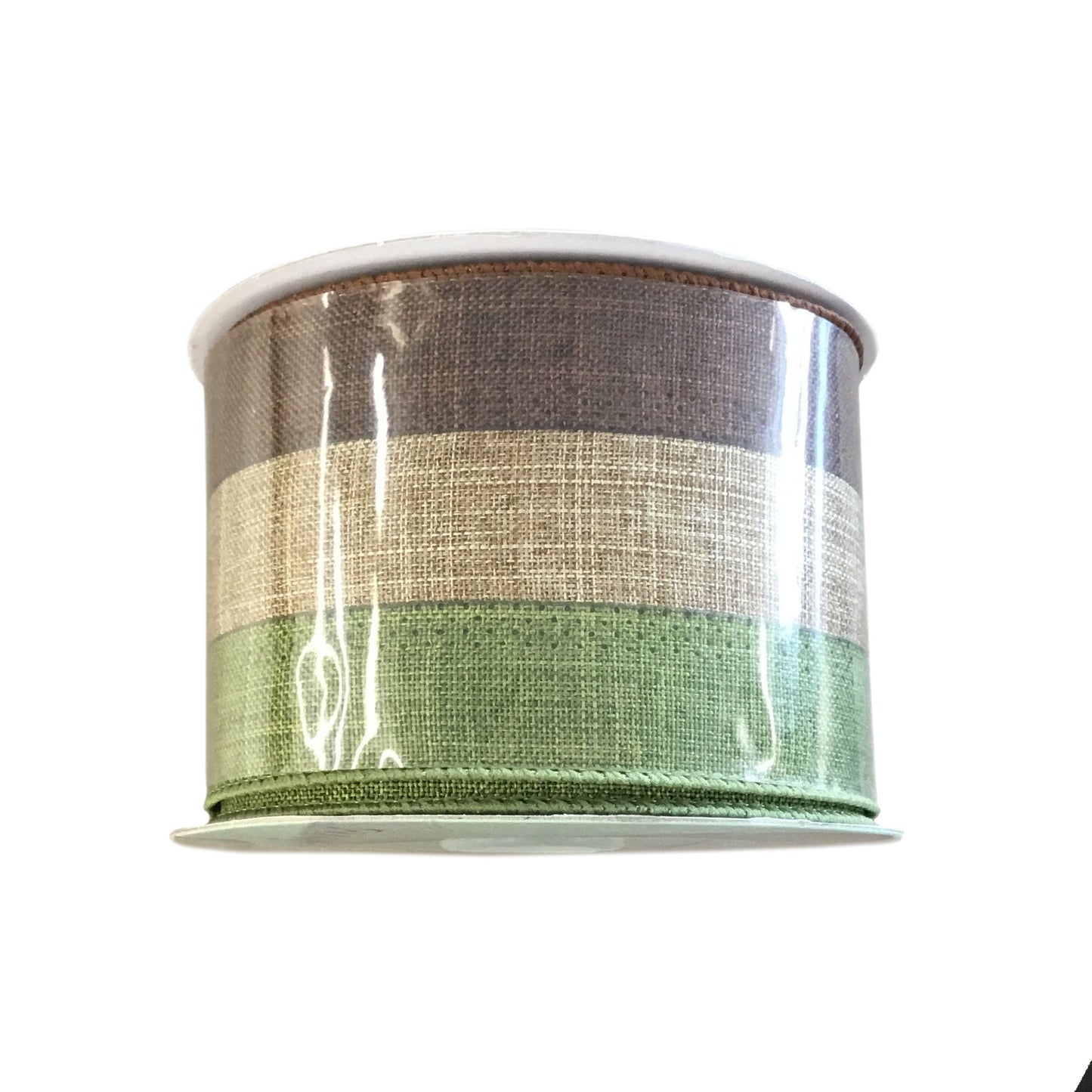 4" x 10YD Green and Brown Burlap Ribbon