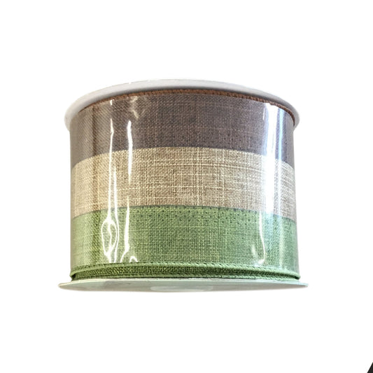 4" x 10YD Green and Brown Burlap Ribbon
