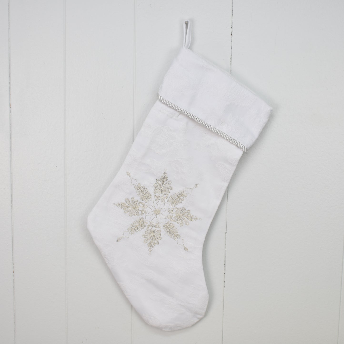 White Ornate Snowflake Stocking