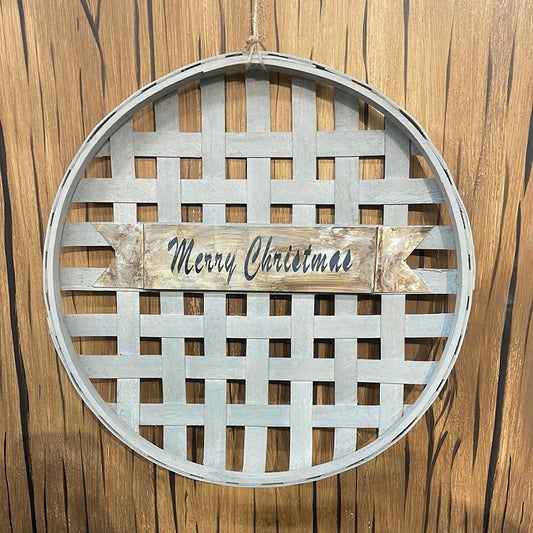 18' Gray Washed "Merry Christmas" Tobacco Basket Wall Décor | FY