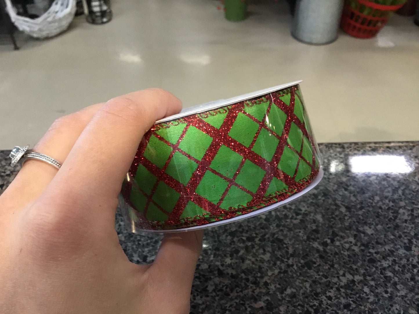 1.5”x10Y Red and Green Ribbon