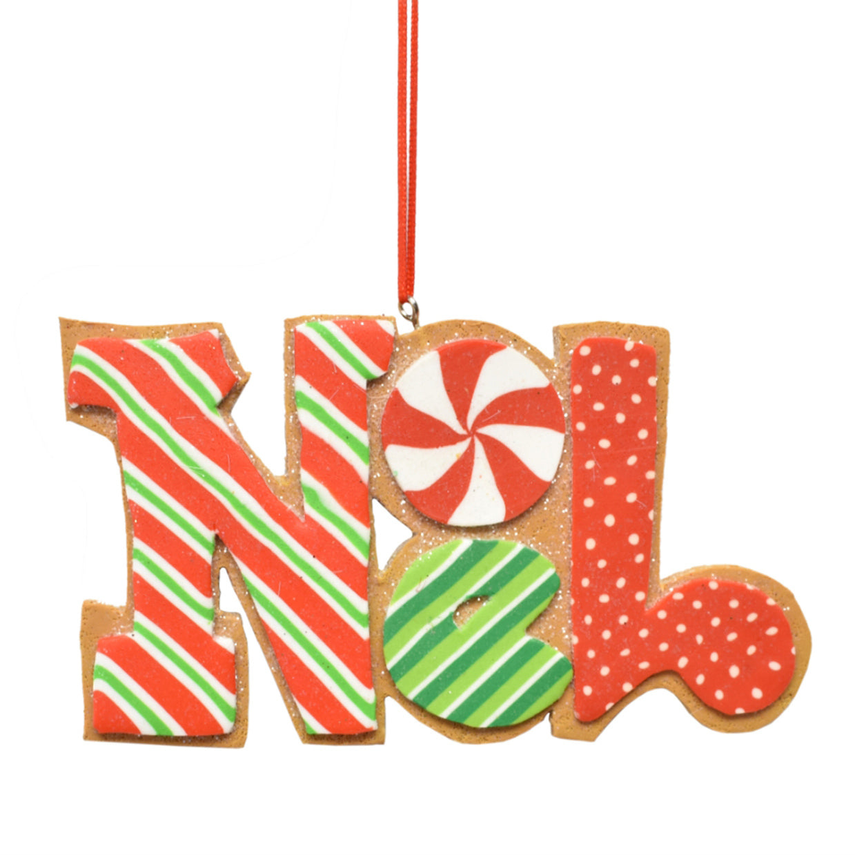 Festive Joy/Noel Cookie Ornament (Set of 2) 3.25" x 5.25" in Red Green White | YKC22