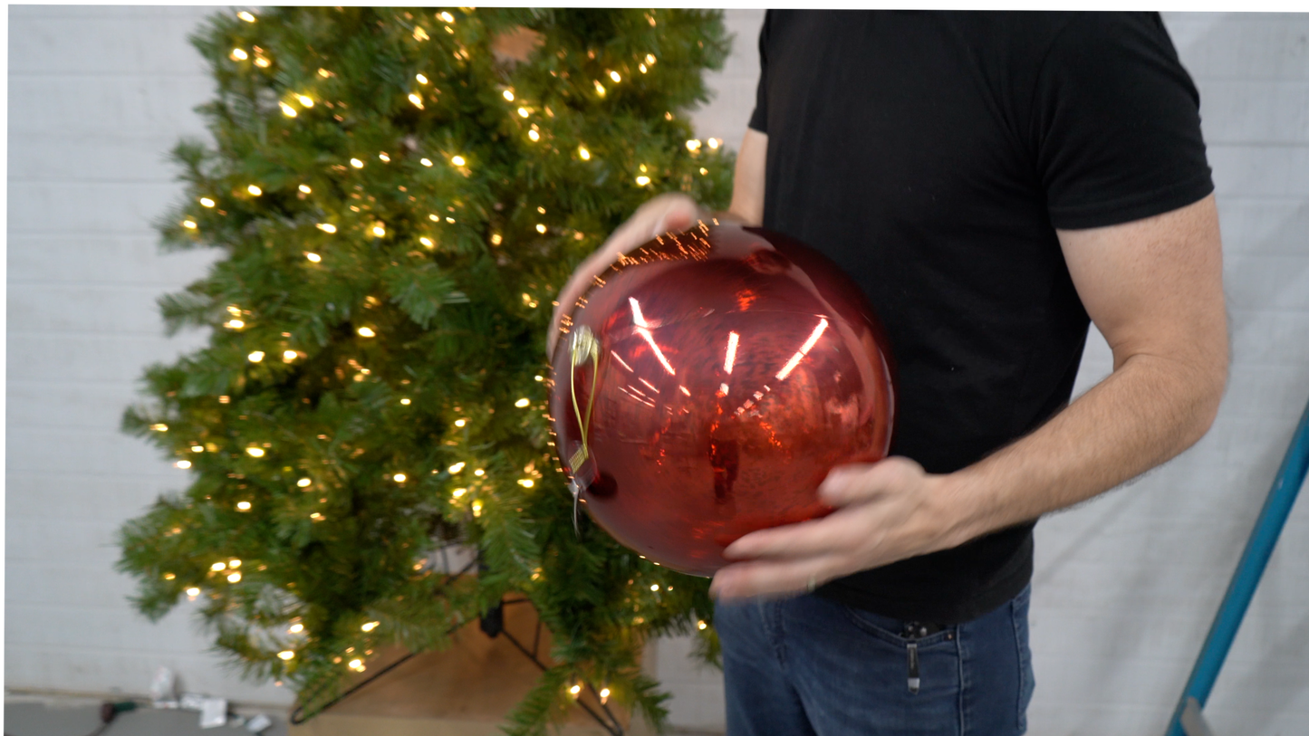 Plastic Mercury Shiny Ball Ornament 12" Red | LC