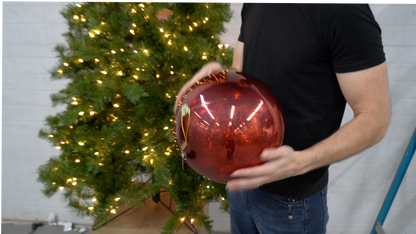 Plastic Mercury Shiny Ball Ornament 12" Red | LC
