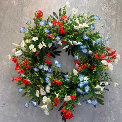 27" Morning Glory Wreath (Red, White, Blue) {Completed Wreath}