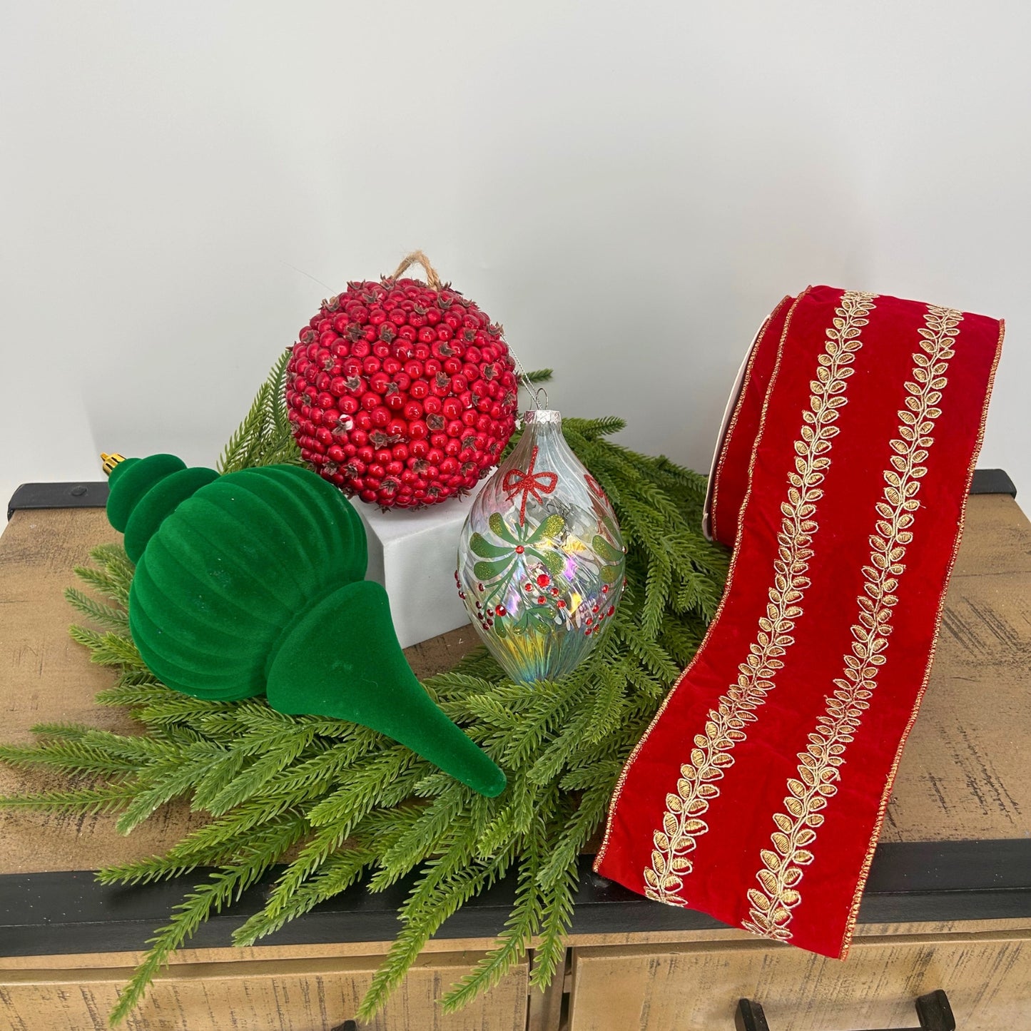 Red, Green, Gold, Berries Christmas Tree Mystery Box