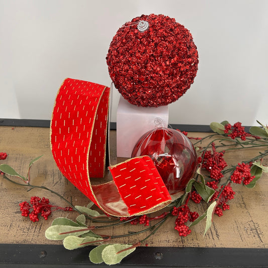 Red, Champagne, Berries, Greenery Christmas Tree Mystery Box