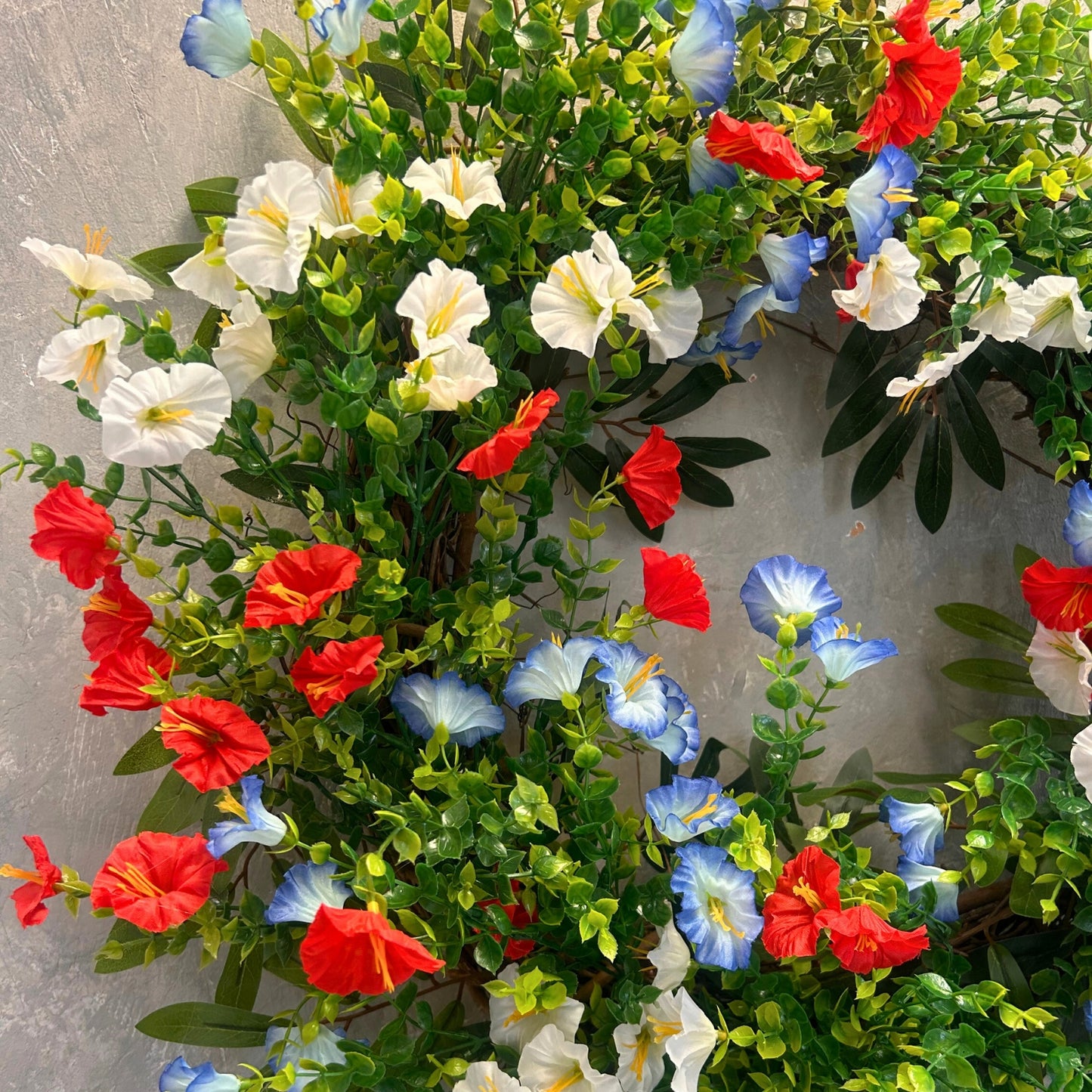 27" Morning Glory Wreath (Red, White, Blue) {Completed Wreath}