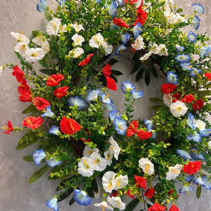 27" Morning Glory Wreath (Red, White, Blue) {Completed Wreath}