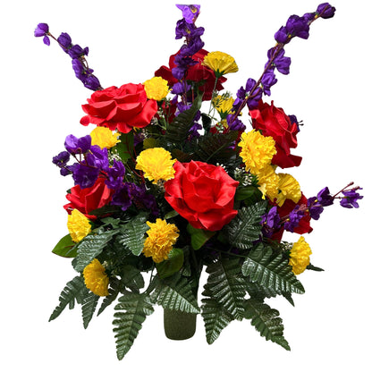 Serene Petals Pre-Made Vase Insert (Red, Purple, Yellow)