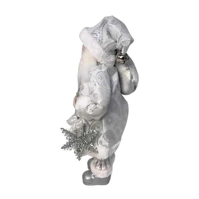 Christmas Standing Santa Tabletop Decor - White/Silver | YK