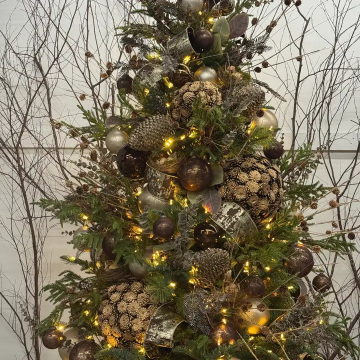 16'' Bronze Natural Pine Cones Ball Ornament | LC