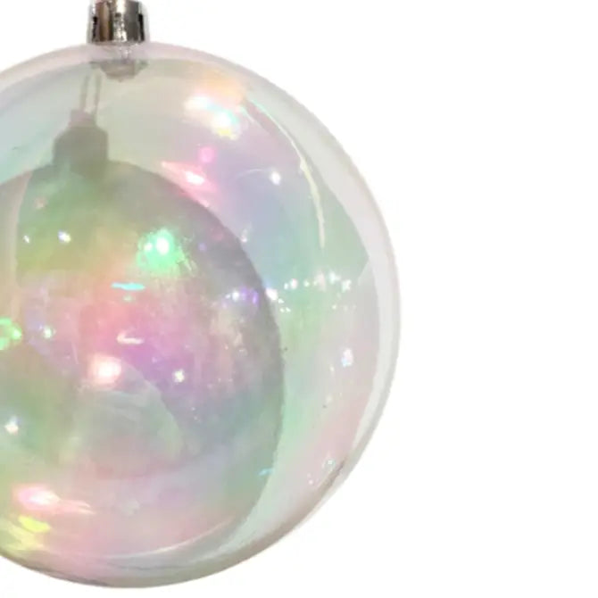 Clear Iridescent Plastic Ball Ornament 5.5” | LC