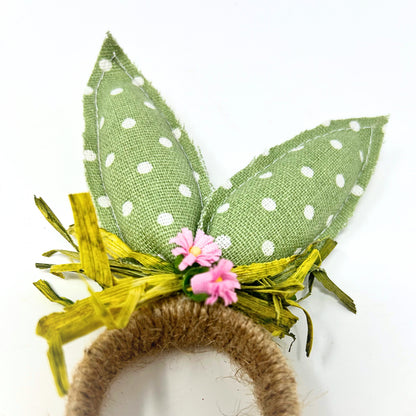 Bunny Ear Jute Wrapped Napkin Ring 5.5" | BFE