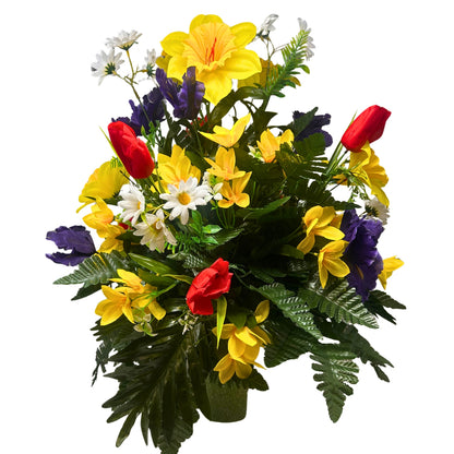 Sunshine Meadows Pre-Made Vase Insert (Yellow/Purple/Red)