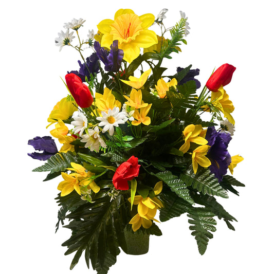 Sunshine Meadows Pre-Made Vase Insert (Yellow/Purple/Red)