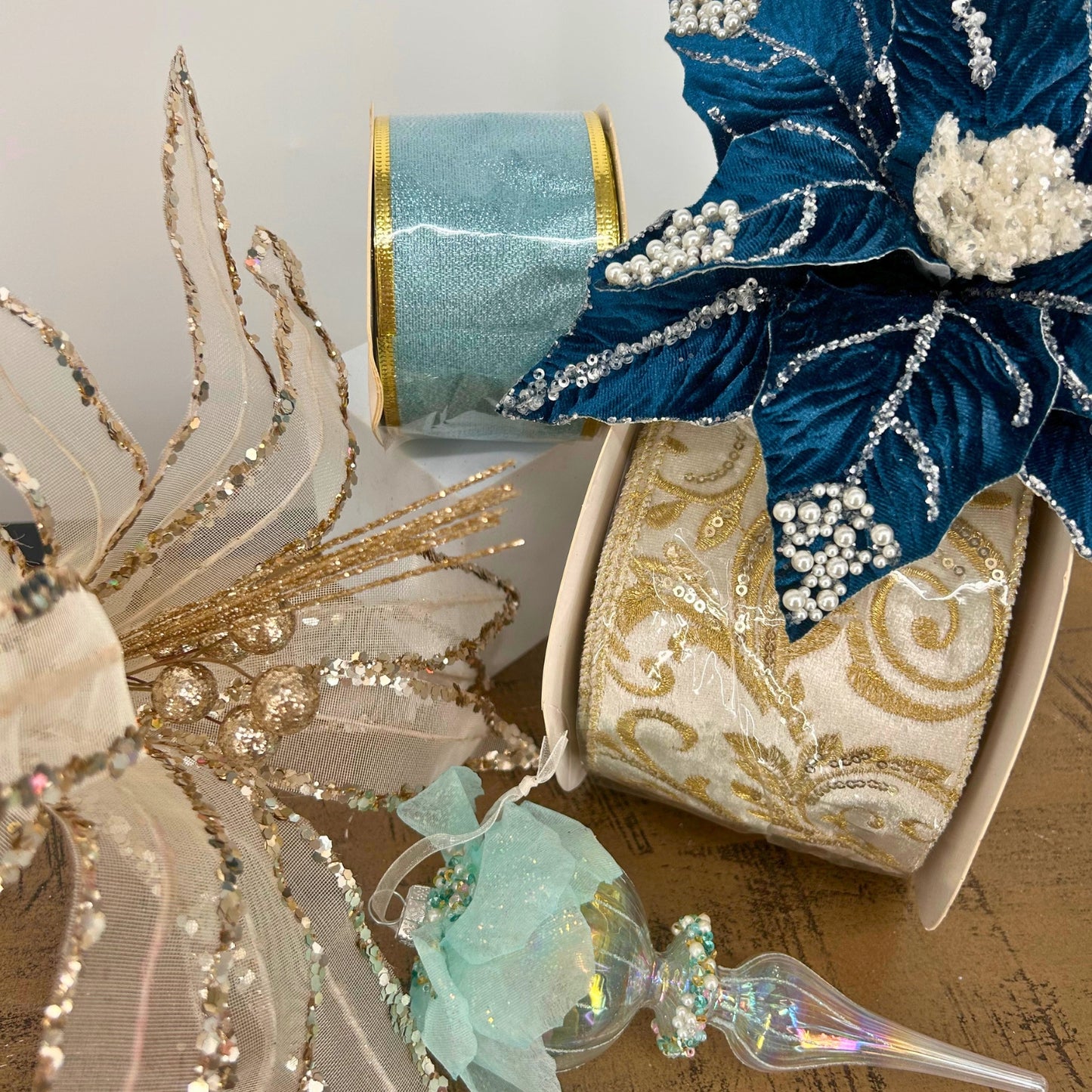 Blue, Pearl, Gold Christmas Tree Mystery Box