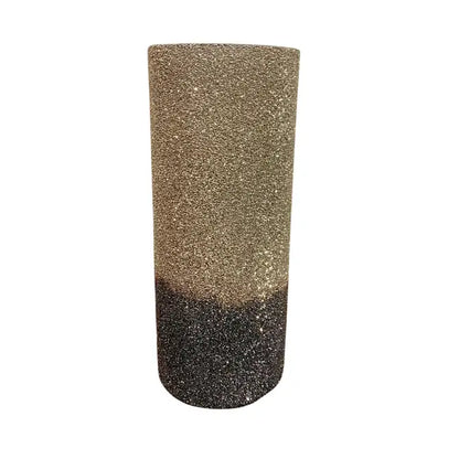 Ombre Crushed Glass Platinum/Black Vase 12.5" H x 5" Dia | SB